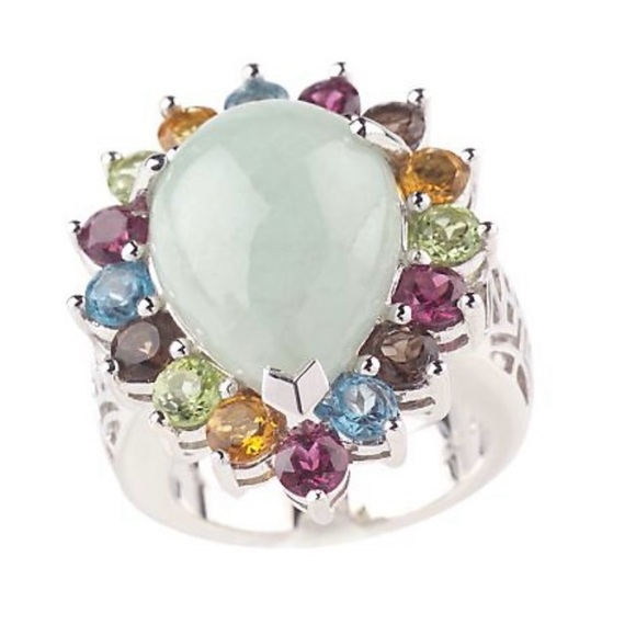 Ross Simons sterling Jade and multi gemstone ring - Picture 7 of 10